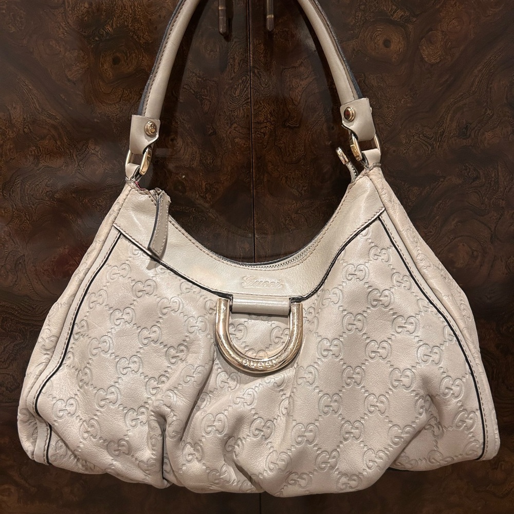 Gucci Beige Embossed Shoulder Bag